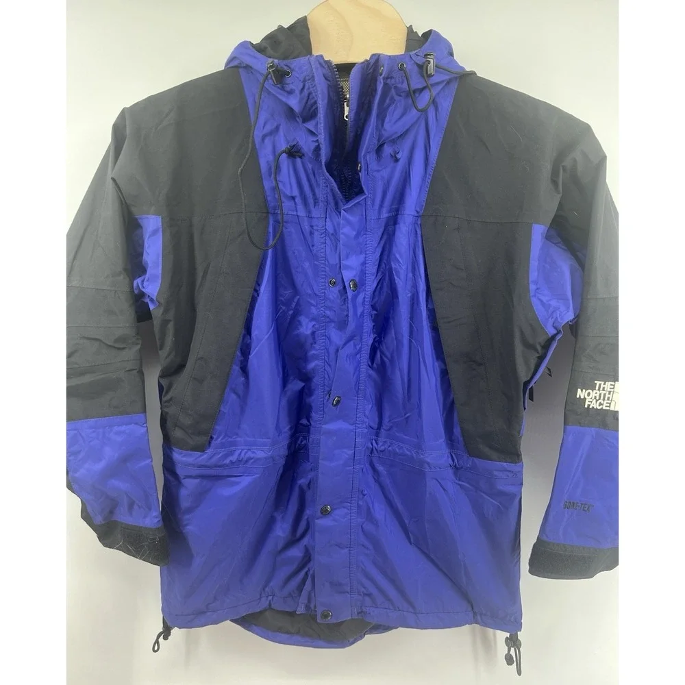 Vtg The North Face Mens Medium Goretex Shell Jacket Blue Black 90's Nylon